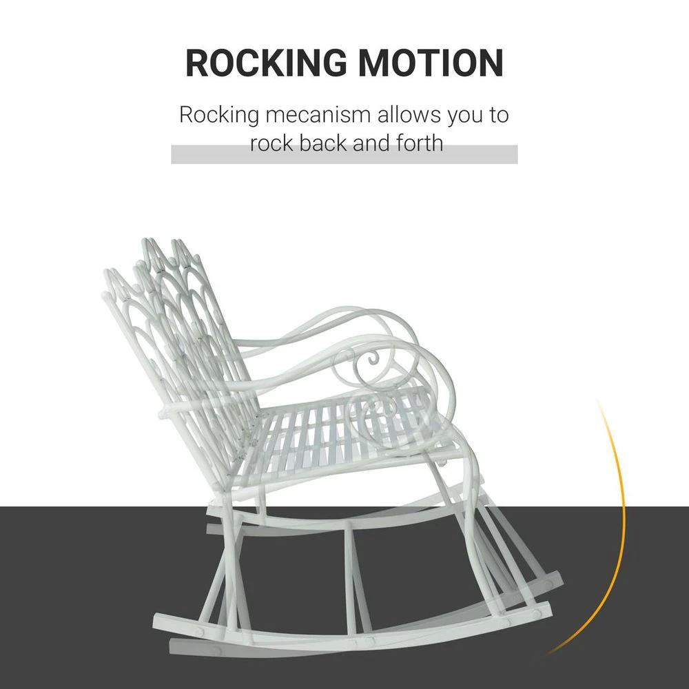 2-seat Rocking Chair Patio Bench Armrest Metal Outdoor Park Decorative Antique by Outsunny
