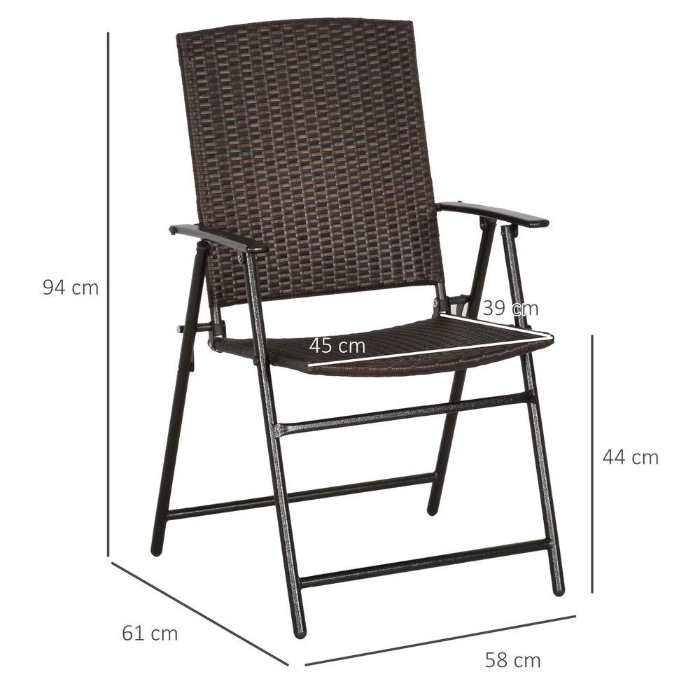 Outsunny 4pcs Rattan Chair Foldable Garden Furniture w/ Armrest Steel Frame by Outsunny