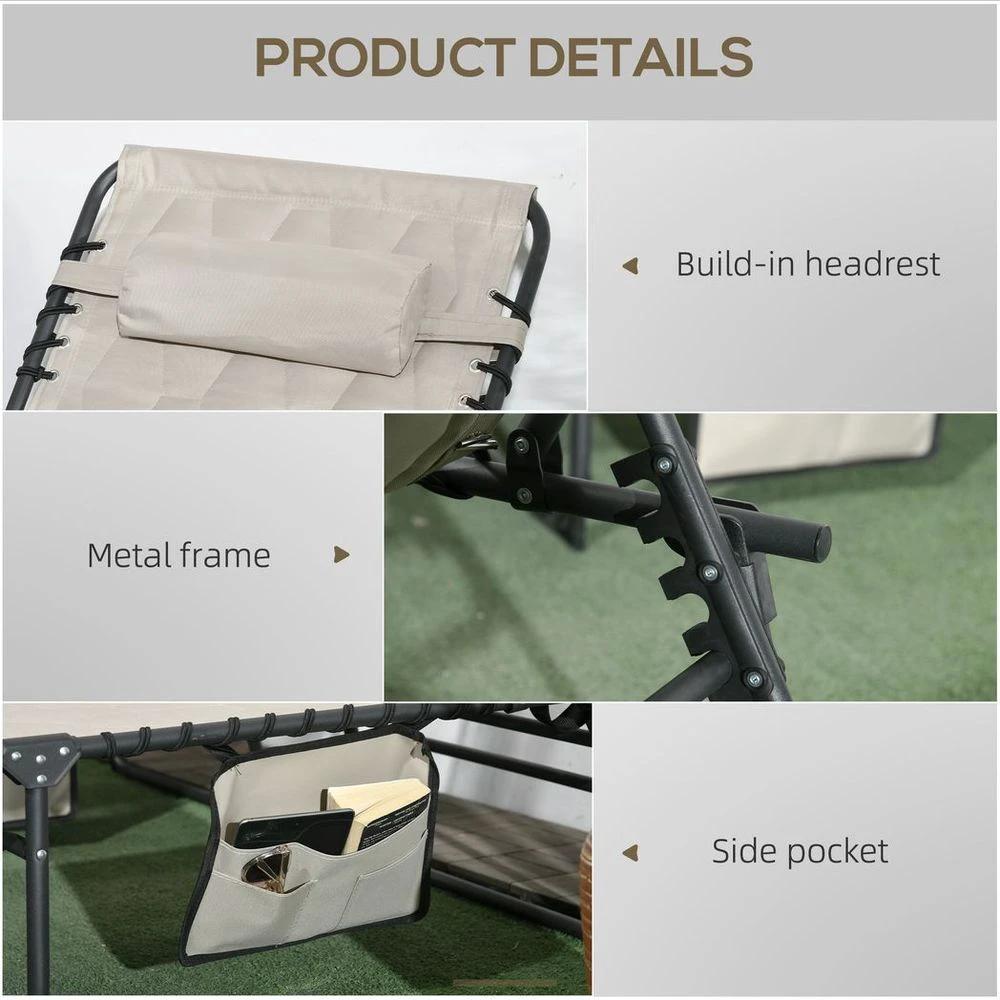 Outsunny Outsunny Foldable Sun Lounger Set, 2 Pieces Sun Lounger w/ Padded Seat Khaki - Uncategorized Garden Chairs