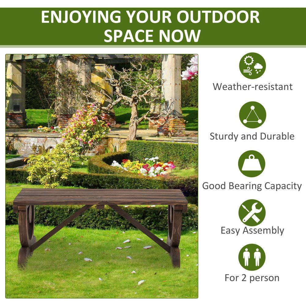 Rustic Wooden Wheel Bench 2-Person Seat - Brown Chair Loveseat Park by Outsunny