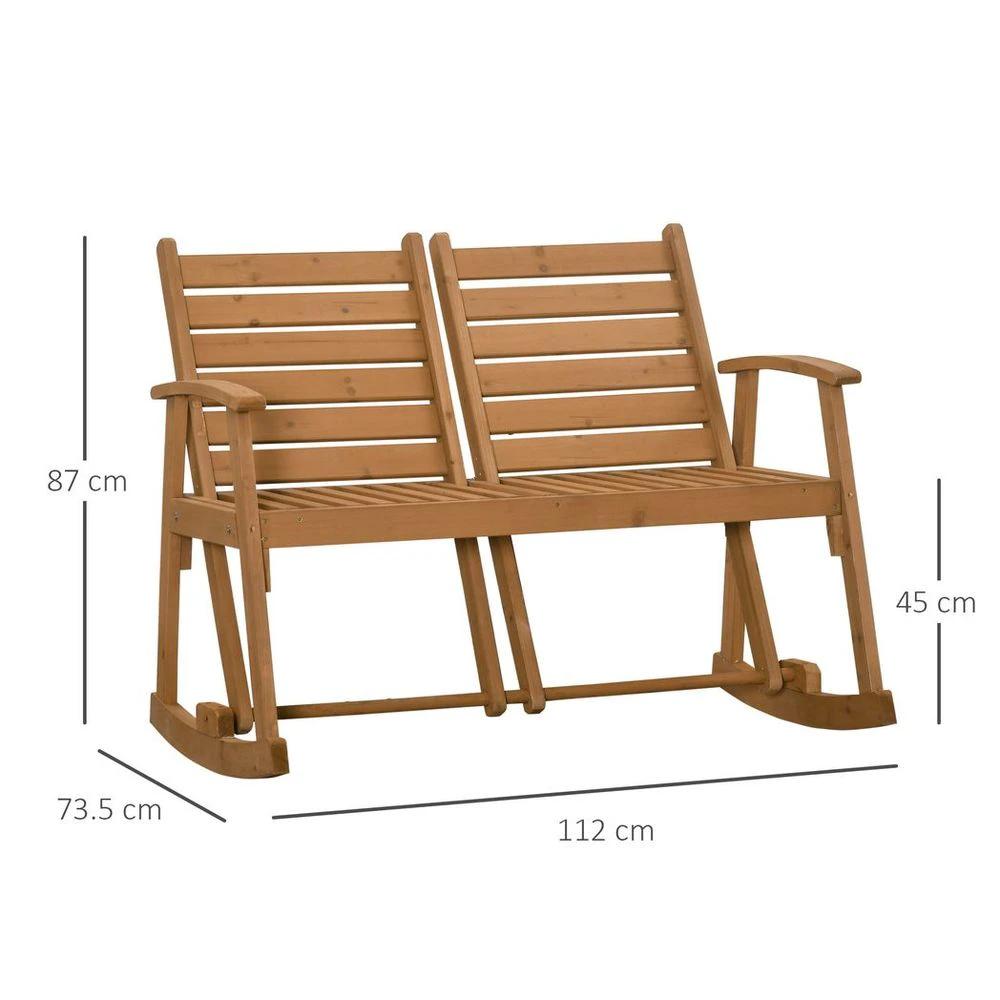 Wooden Garden Rocking Bench with Separately Adjustable Backrests by Outsunny