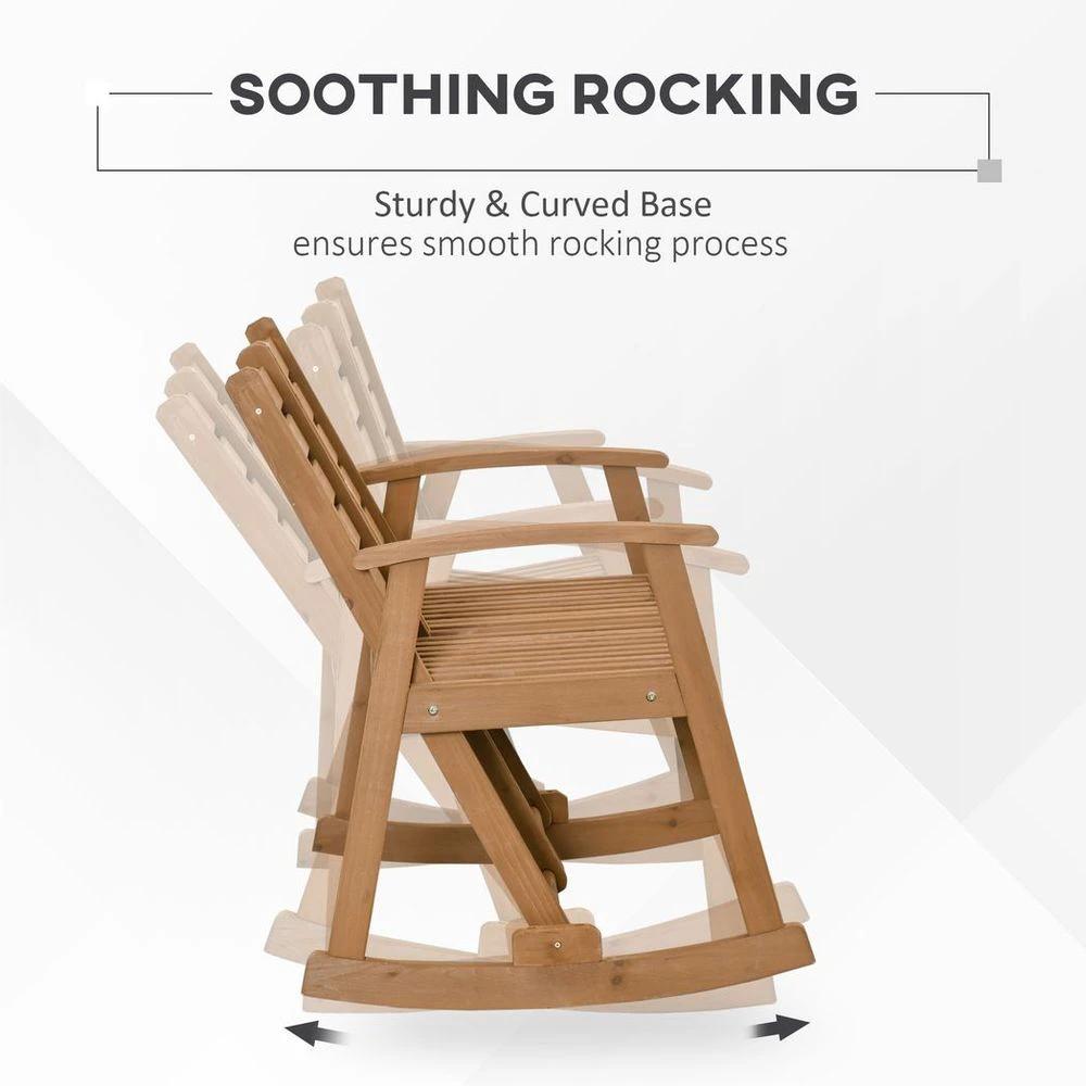 Wooden Garden Rocking Bench with Separately Adjustable Backrests by Outsunny