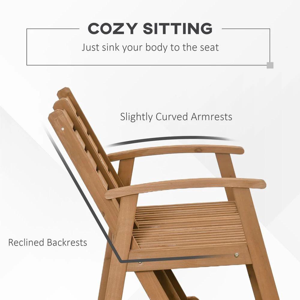 Wooden Garden Rocking Bench with Separately Adjustable Backrests by Outsunny