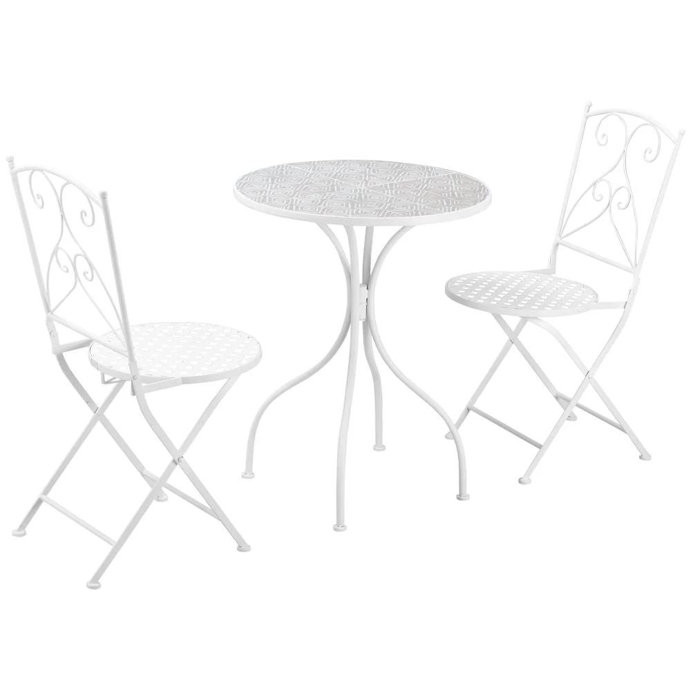 3 Piece Garden Bistro Set w/ Mosaic Top for Patio, Balcony, Poolside by Outsunny
