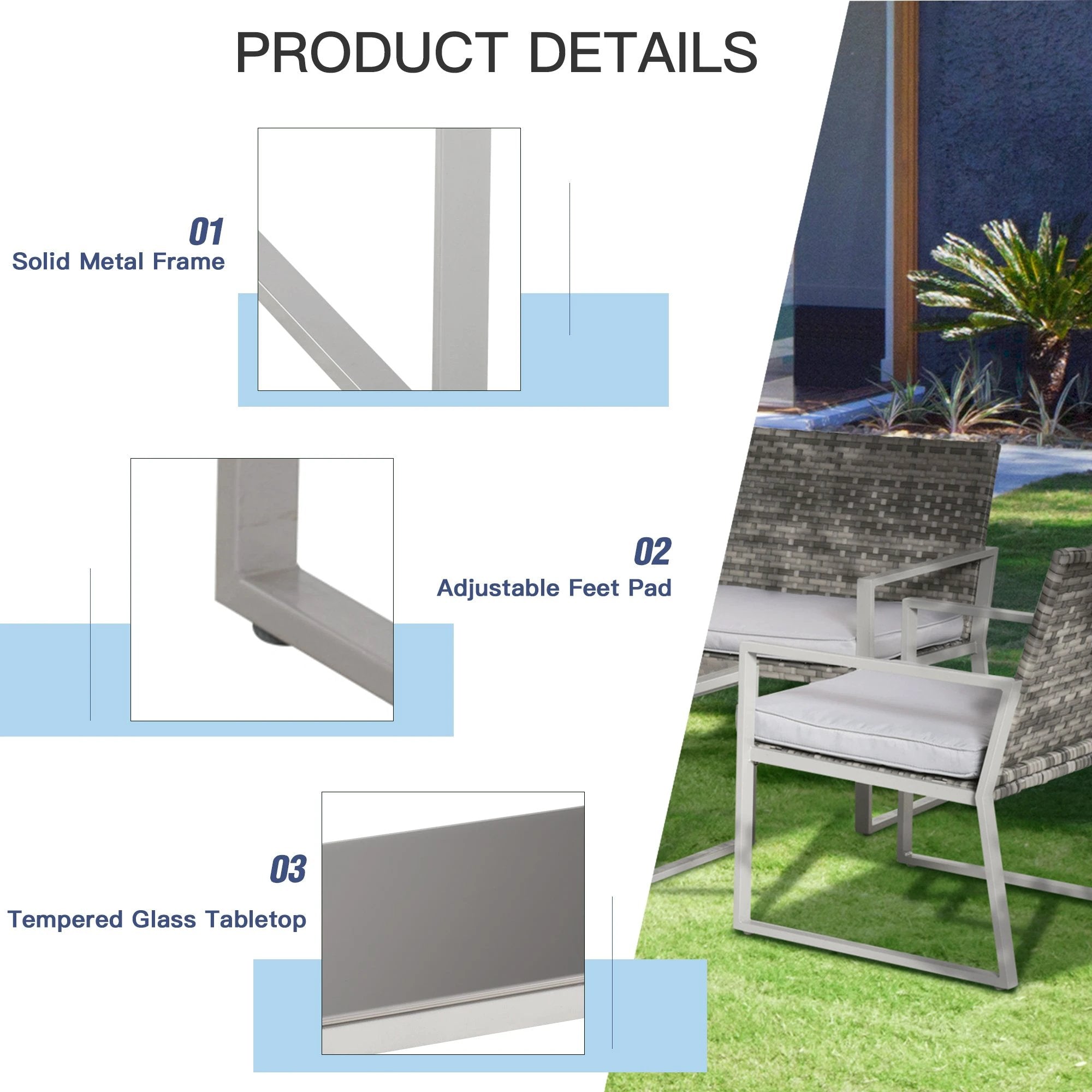 4-Piece Outdoor Garden Rattan Seating Furniture Set Grey by Outsunny