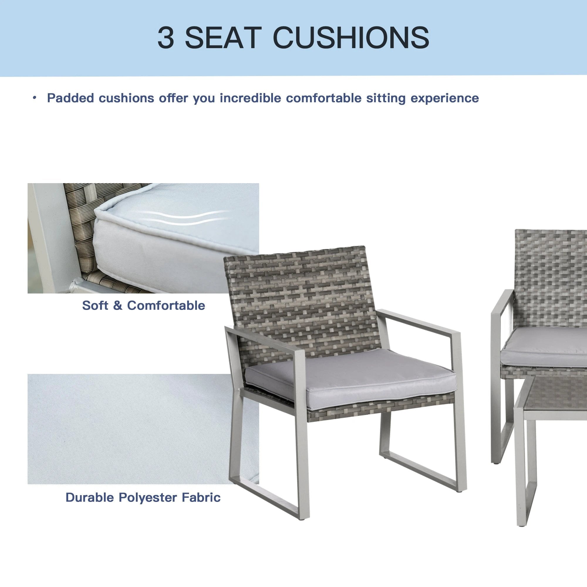 4-Piece Outdoor Garden Rattan Seating Furniture Set Grey by Outsunny