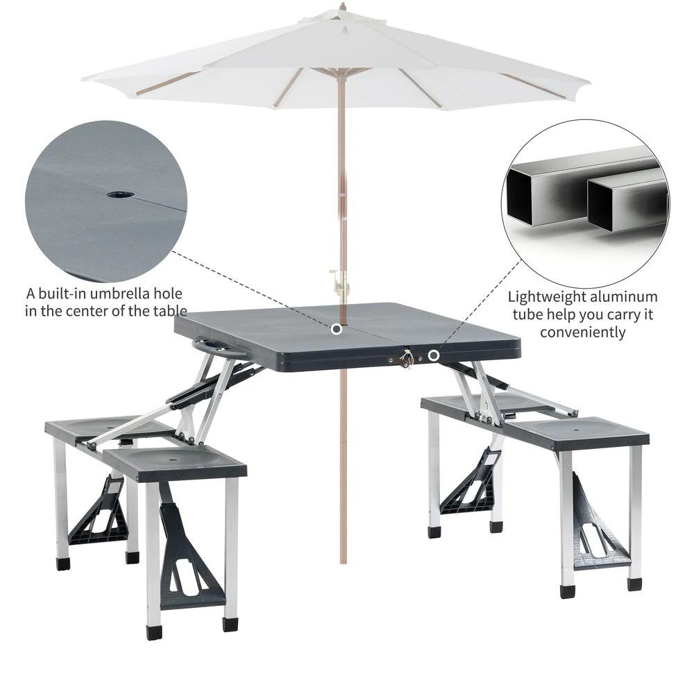 Camping Table 4 Seat Chair Foldable Outdoor Garden BBQ Party by Outsunny