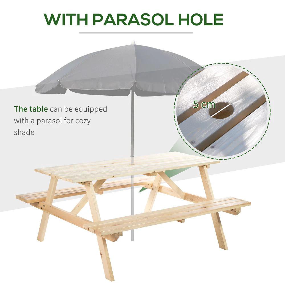 Outsunny Outsunny 4-Seater Wooden Picnic Set-Fir Wood - Uncategorized Garden Set