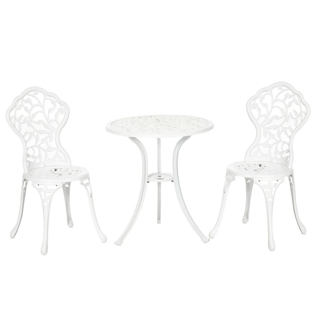 Outsunny Outsunny Aluminium Bistro Set Garden Coffee Table Chair Outdoor Dining Set - Uncategorized Garden Set