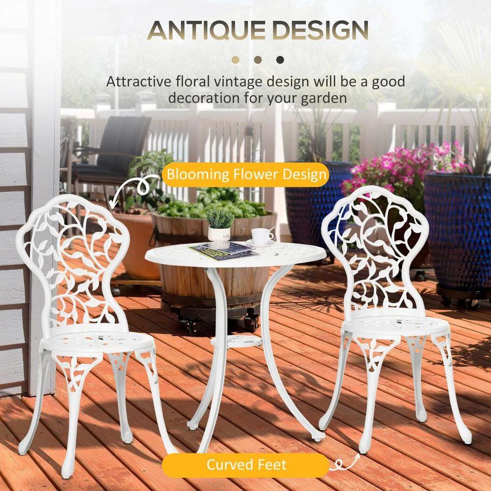 Outsunny Outsunny Aluminium Bistro Set Garden Coffee Table Chair Outdoor Dining Set - Uncategorized Garden Set