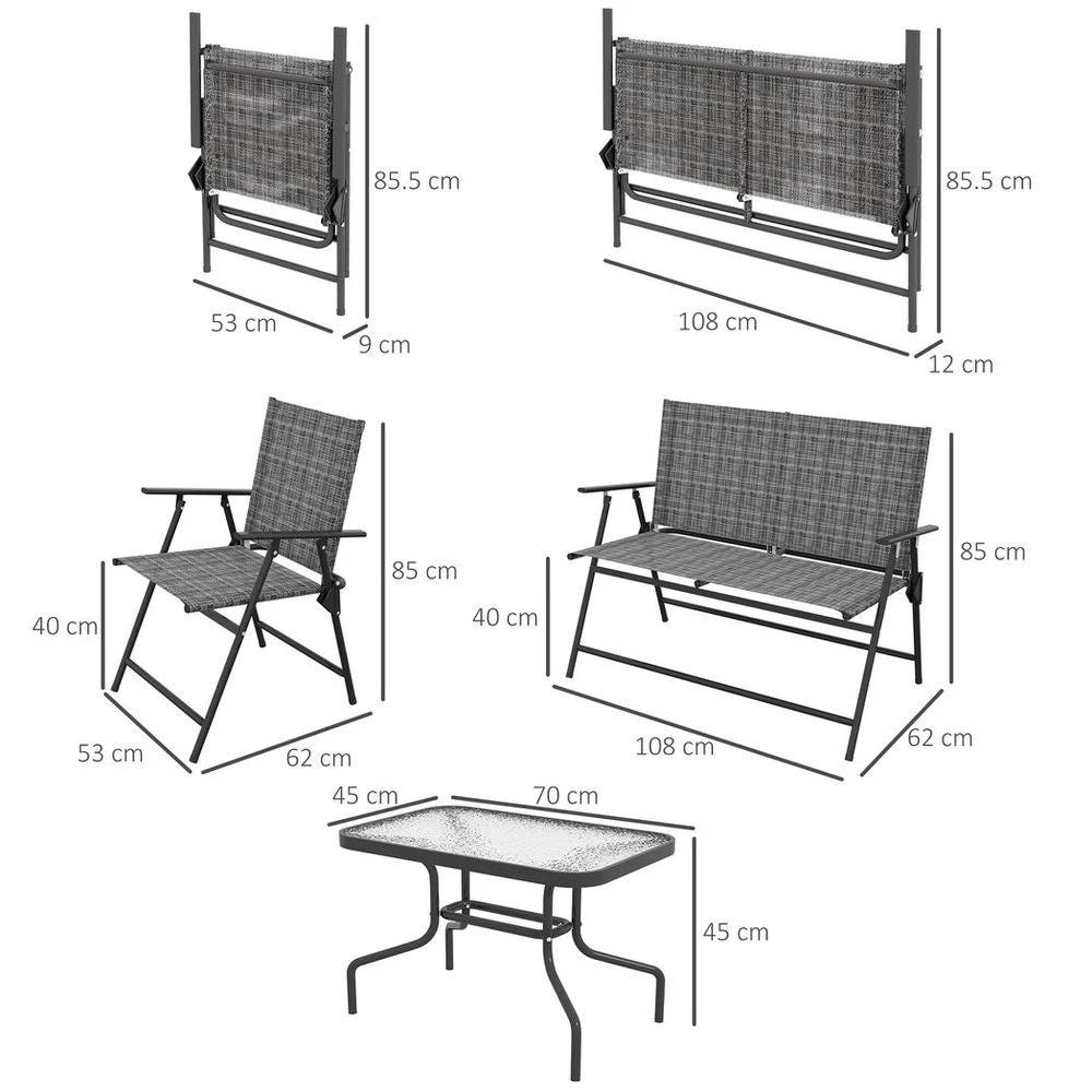 Outsunny Patio Furniture Set, Garden Set with Table, Foldable Chairs, a Loveseat by Outsunny