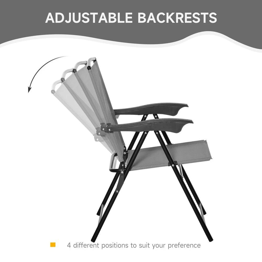 Patio Bistro Set Folding Chairs Garden Coffee Table for Balcony Grey Outsunny by Outsunny