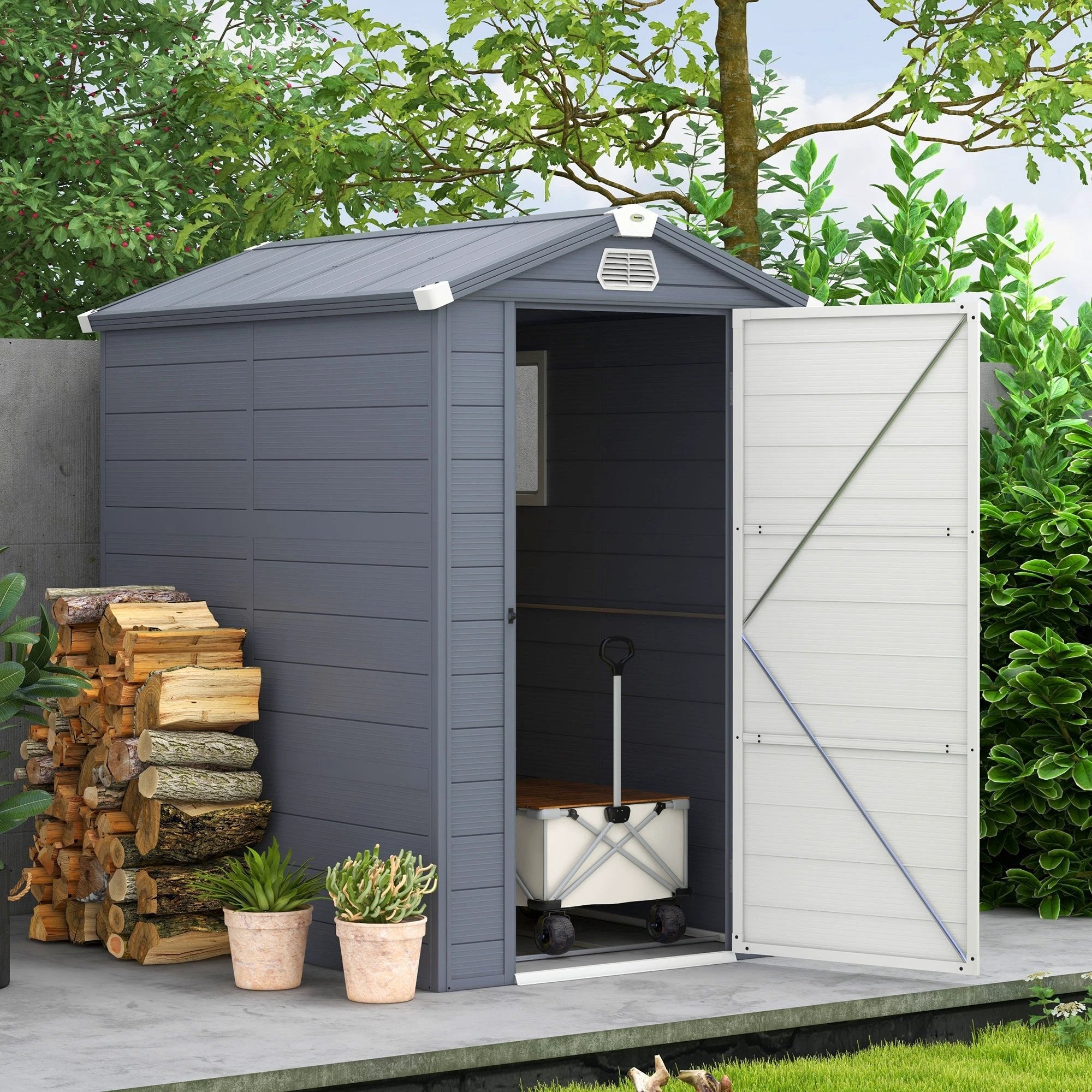 Outsunny Garden Shed Storage with Foundation Kit and Vents by Outsunny