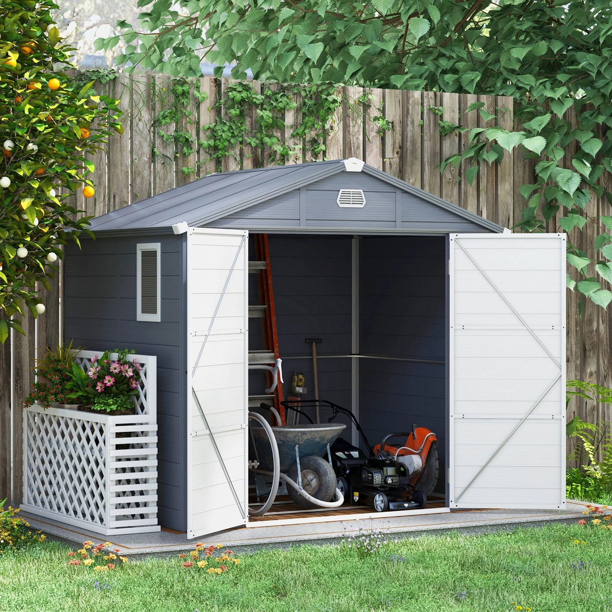 Outsunny Outsunny Garden Shed Storage with Foundation Kit and Vents - Garden Shed
