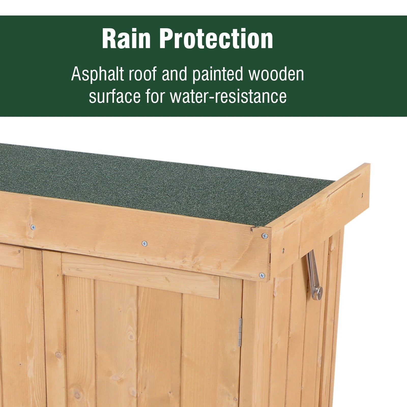 74x43x88cm Garden Shed Storage Wooden Chest Double Doors Shelf Hinged Roof by Outsunny