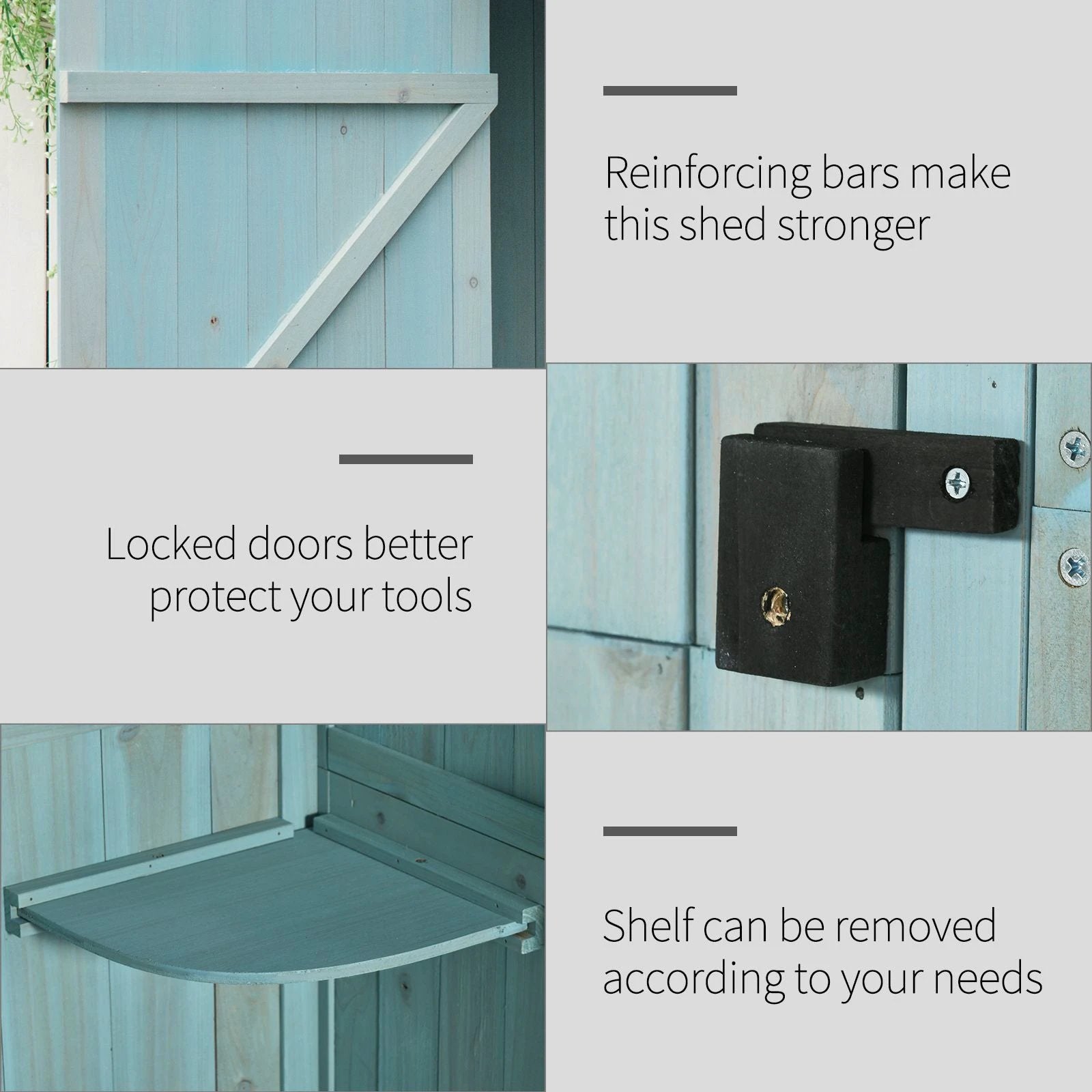 Outsunny Garden Shed Vertical Utility 3 Shelves Wood Tool Storage Unit Cabinet - Uncategorized Garden Shed