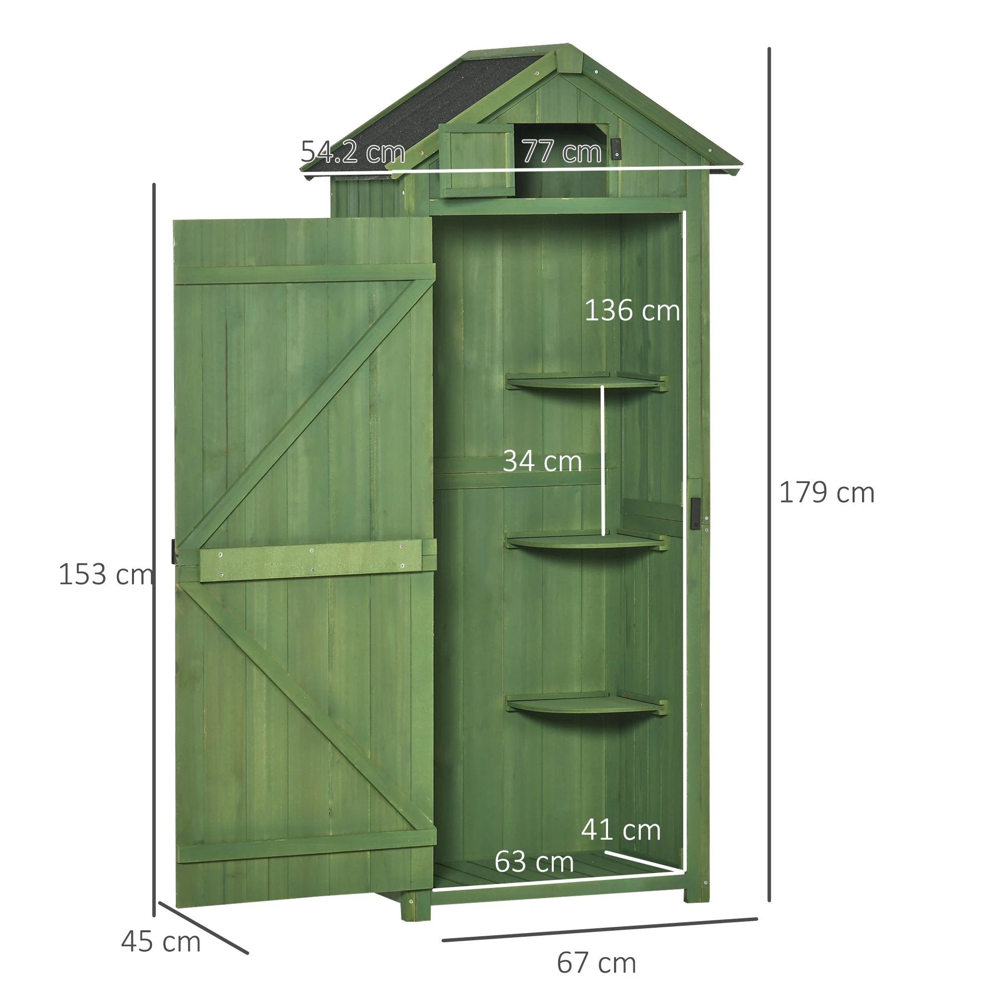 Garden Shed Vertical Utility 3 Shelves Wood Tool Storage Unit Cabinet by Outsunny