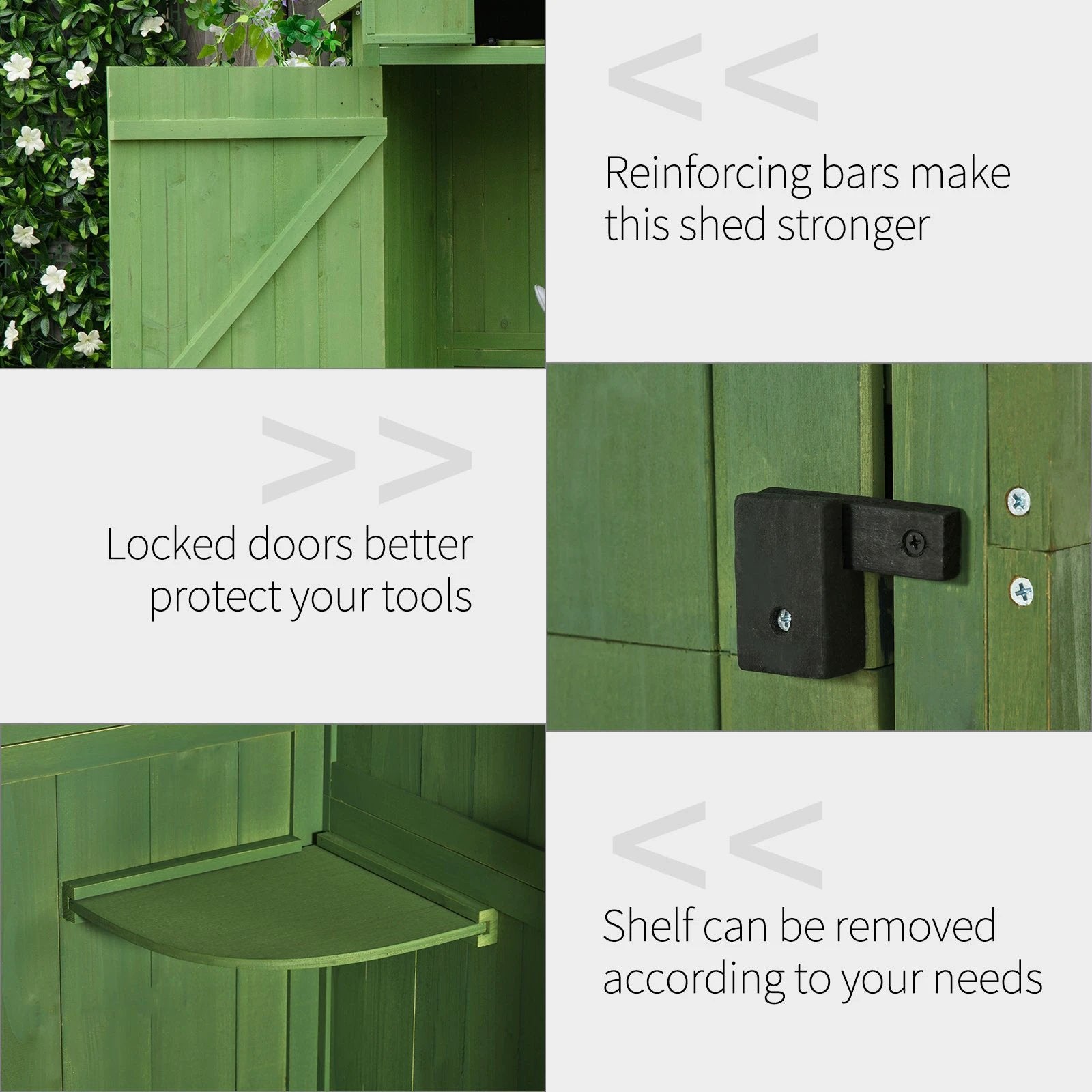 Outsunny Garden Shed Vertical Utility 3 Shelves Wood Tool Storage Unit Cabinet - Uncategorized Garden Shed