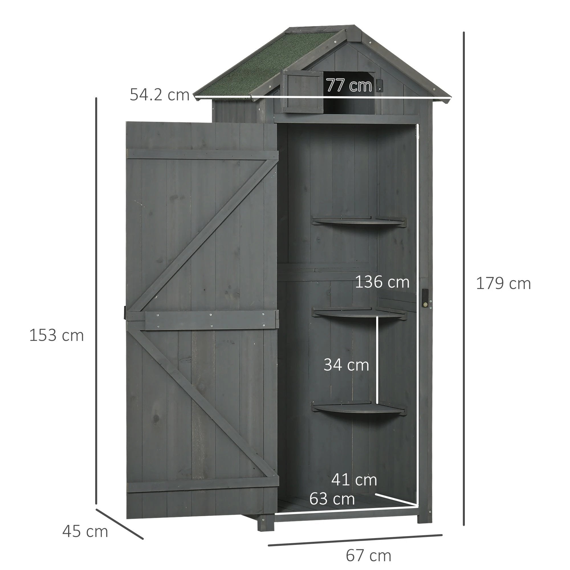 Outsunny Garden Shed Vertical Utility 3 Shelves Wood Tool Storage Unit Cabinet - Uncategorized Garden Shed