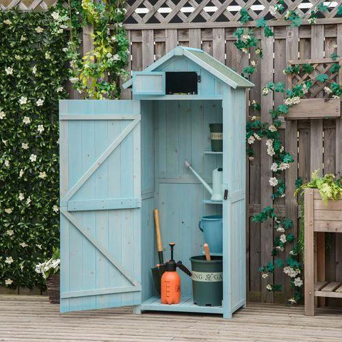 Garden Shed Vertical Utility 3 Shelves Wood Tool Storage Unit Cabinet by Outsunny