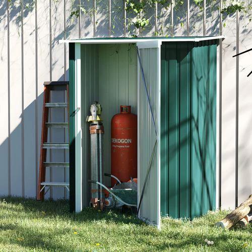 4.7ft x 2.8ft Garden Shed Steel Sloped Roof Door w/ Latch Green by Outsunny