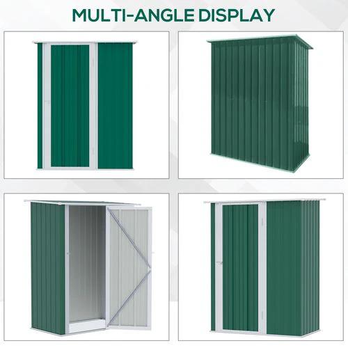 4.7ft x 2.8ft Garden Shed Steel Sloped Roof Door w/ Latch Green by Outsunny
