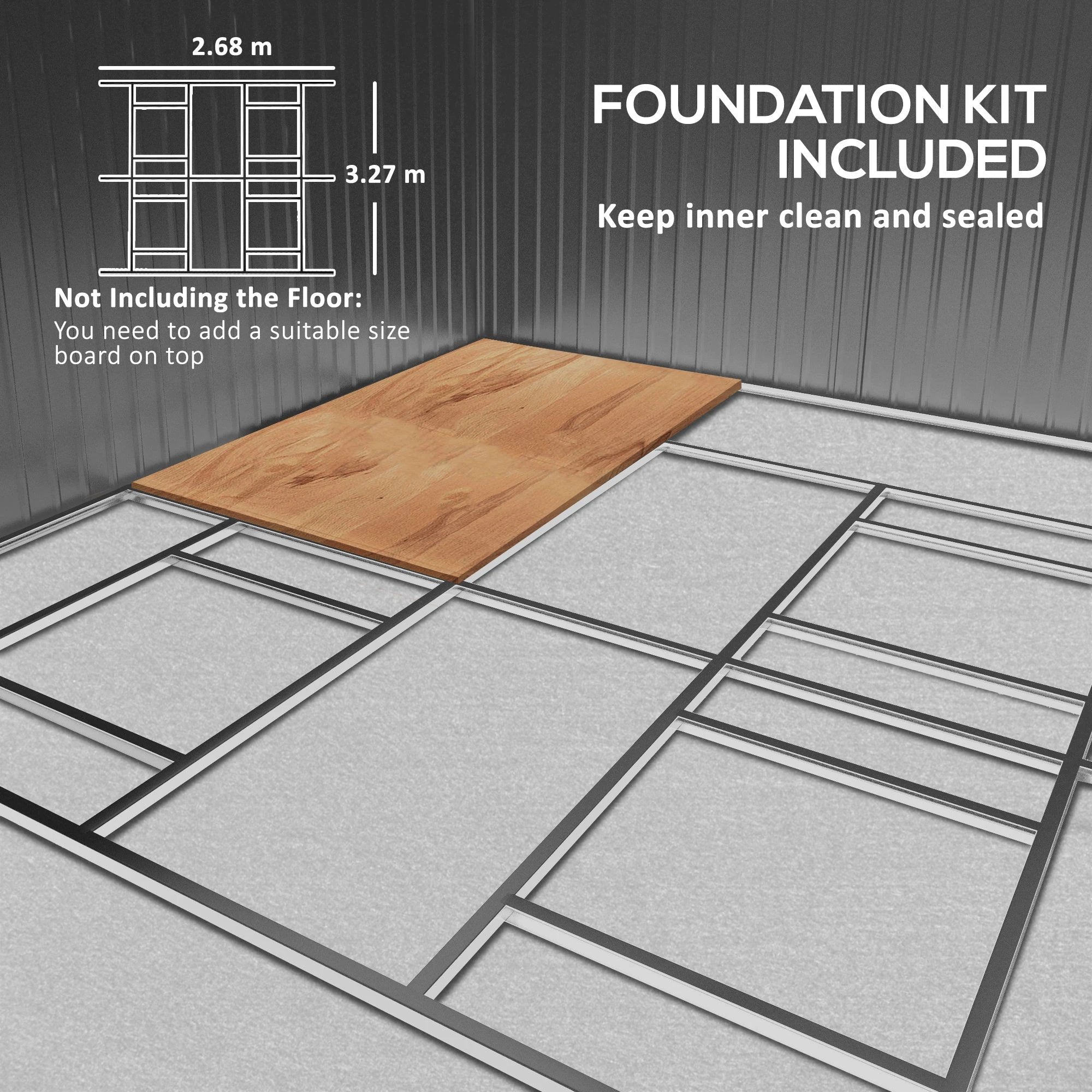 6.5 x 11FT Foundation Ventilation Steel Outdoor Garden Shed Grey - Garden Shed from Outsunny