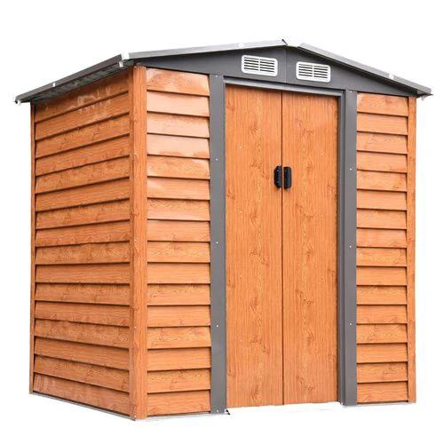 6x5ft Metal Garden Shed House Gardening Tool Storage Brown 193Lx152Wx203Hcm by Outsunny