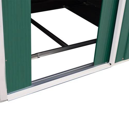 Outsunny Metal 9x6 ft Garden Shed Storage Door Roof Building Container-Green - Garden Shed