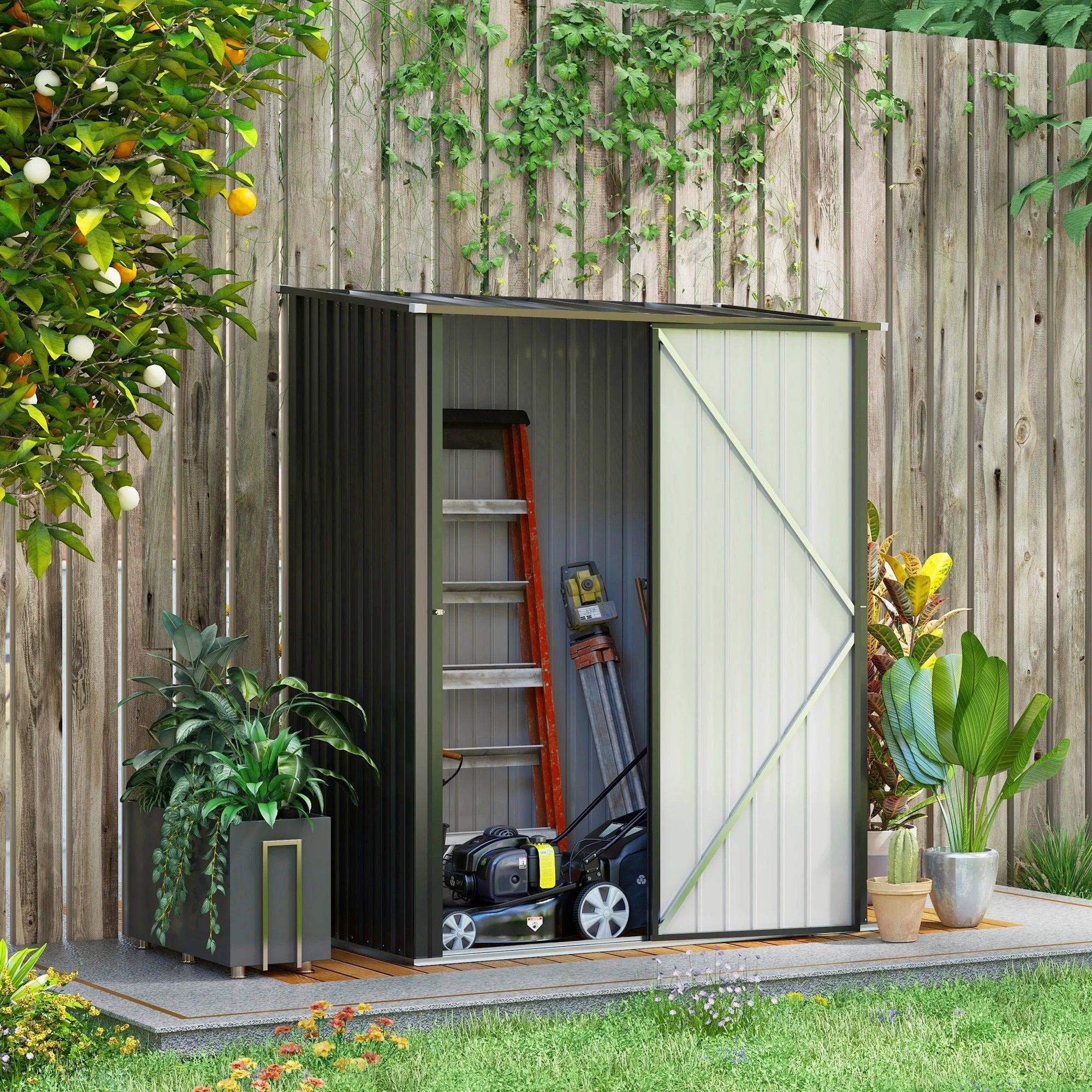 Outdoor Storage Shed Steel Garden Shed w/ Lockable Door for Backyard Patio Lawn by Outsunny