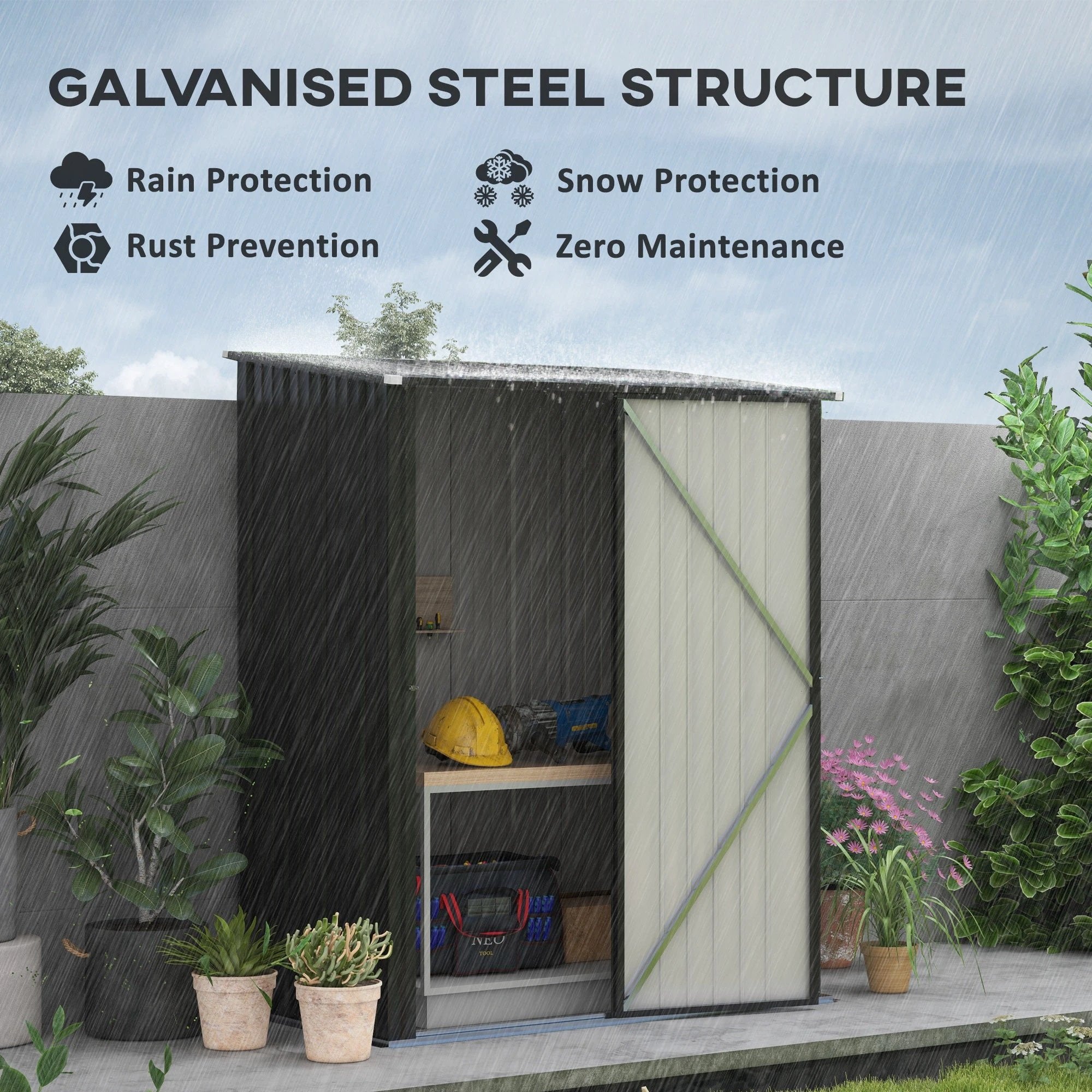 Outdoor Storage Shed Steel Garden Shed w/ Lockable Door for Backyard Patio Lawn by Outsunny