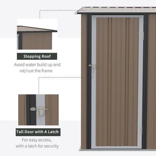 Outdoor Storage Shed Steel Garden Shed with Lockable Door Brown by Outsunny