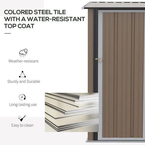 Outdoor Storage Shed Steel Garden Shed with Lockable Door Brown by Outsunny