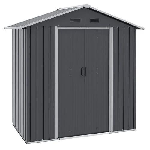 Outsunny 6.5x3.5ft Metal Garden Shed for Garden and Outdoor Storage, Dark Grey by Outsunny