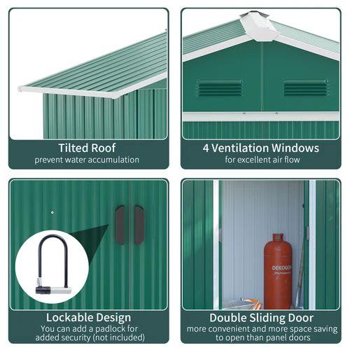 Outsunny Outsunny 6.5x3.5ft Metal Garden Shed for Garden and Outdoor Storage, Green - Uncategorized Garden Shed