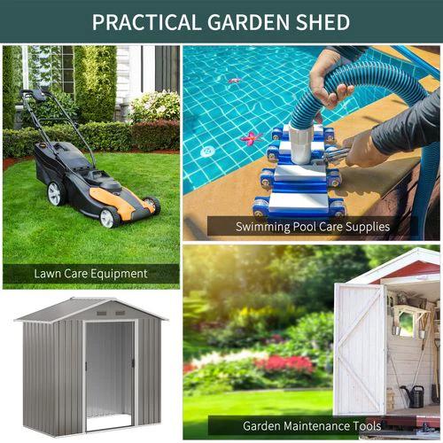 Outsunny 6.5x3.5ft Metal Garden Shed for Garden and Outdoor Storage, Grey by Outsunny