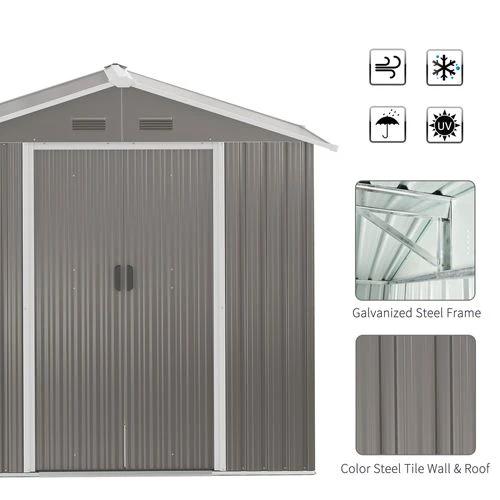 Outsunny 6.5x3.5ft Metal Garden Shed for Garden and Outdoor Storage, Grey by Outsunny