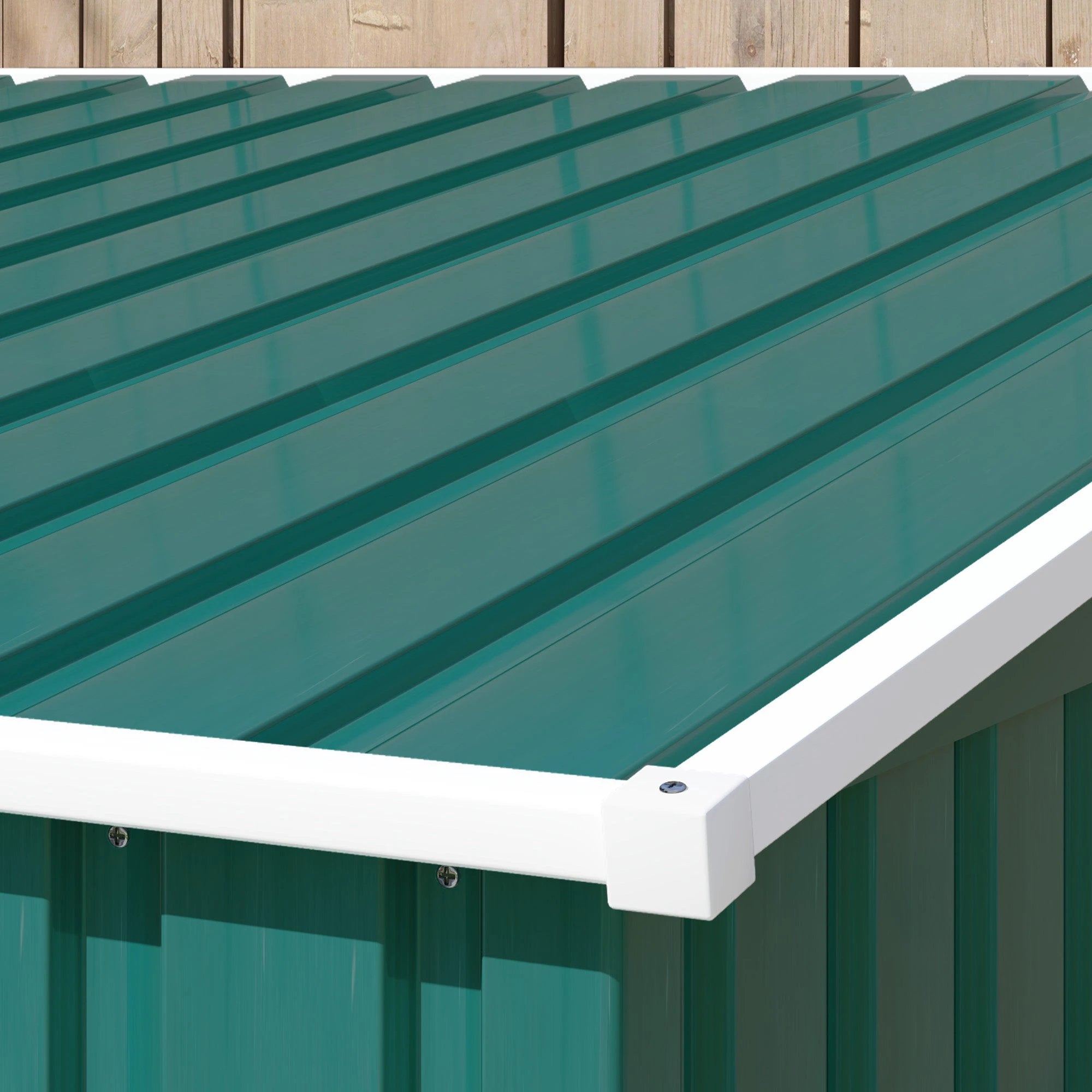 Outsunny 7 x 5FT Garden Shed w/ Foundation Lean to Metal Tool Shed Green by Outsunny