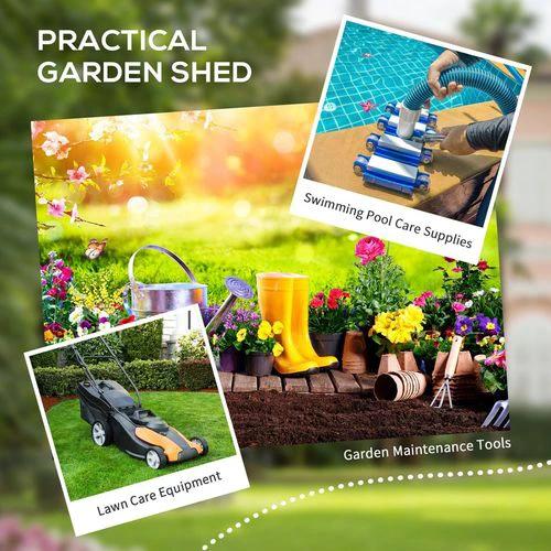 Outsunny Outsunny 9'x6' Galvanised Metal Garden Shed Tool Storage Shed for Patio Grey - Garden Shed