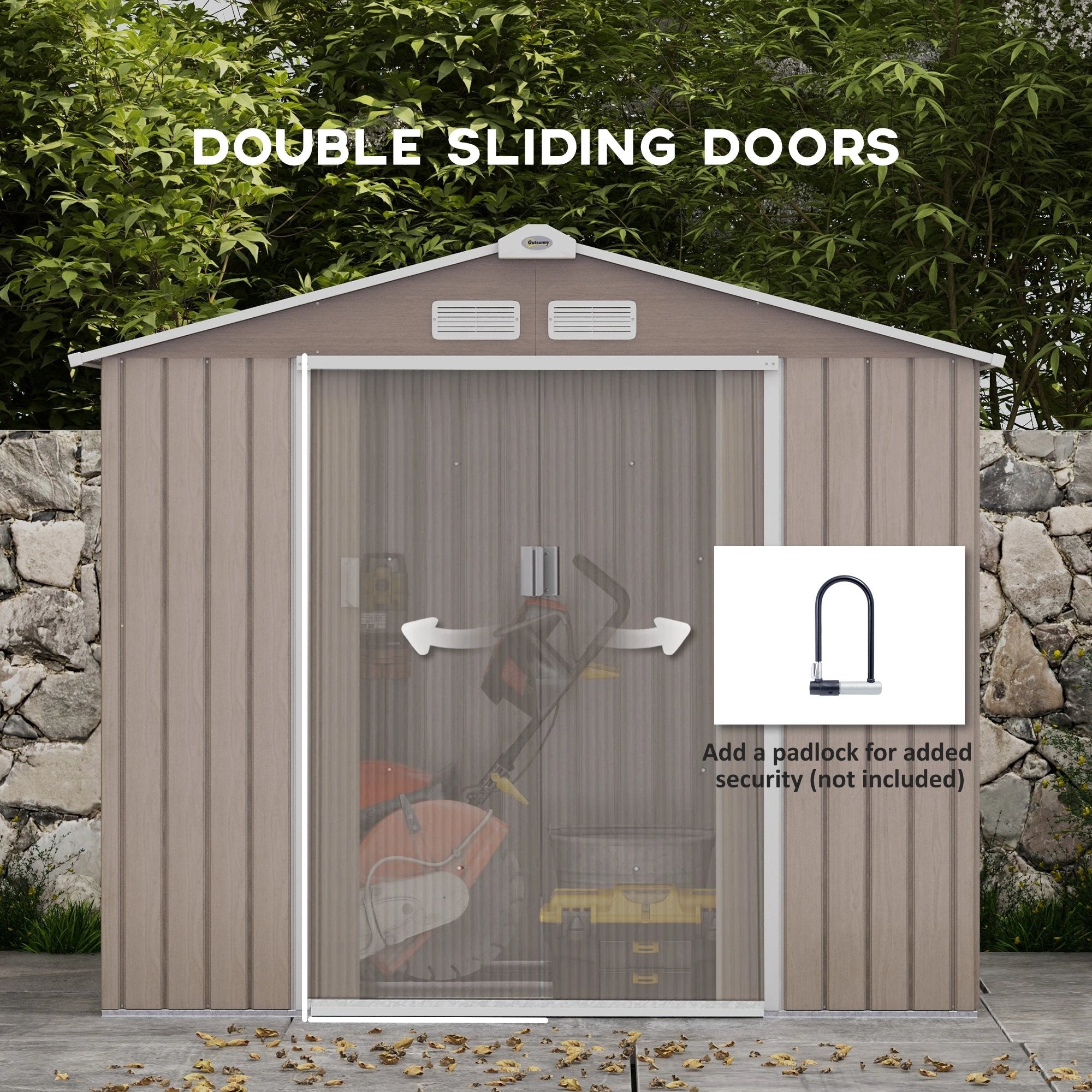 Outsunny Garden Shed Storage Unit with Locking Door Floor Foundation Vent Brown - Garden Shed from Outsunny