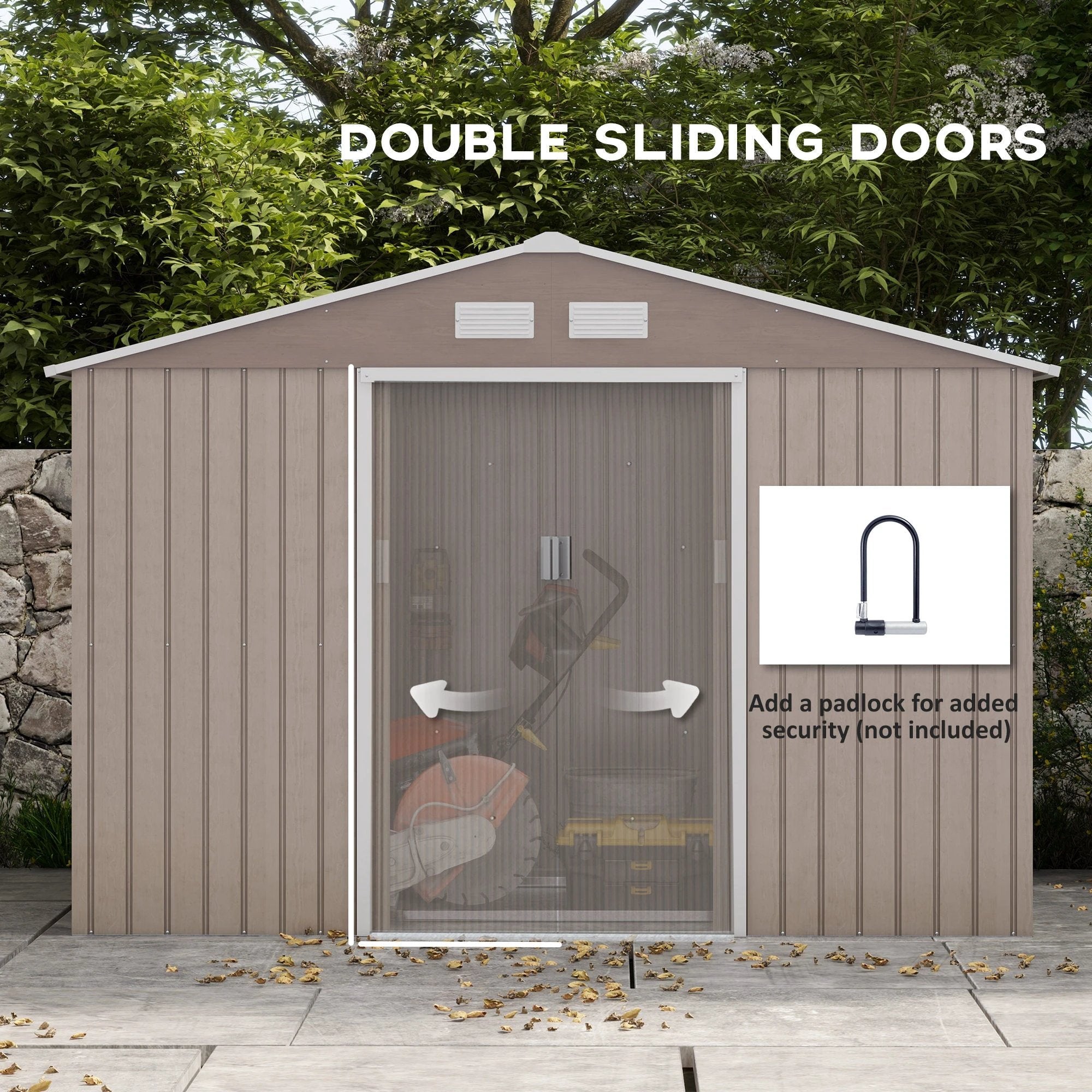 Outsunny Garden Shed Storage Unit withLocking Door Floor Foundation Vent Brown - Garden Shed from Outsunny