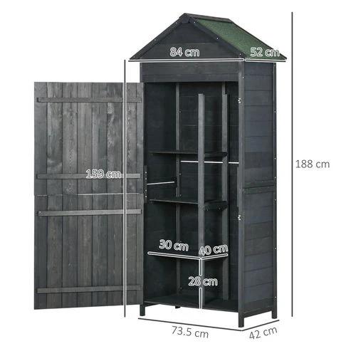 Outsunny Outsunny Wooden Garden Shed Outdoor Shelves Utility Tool Storage Cabinet Grey - Garden Shed