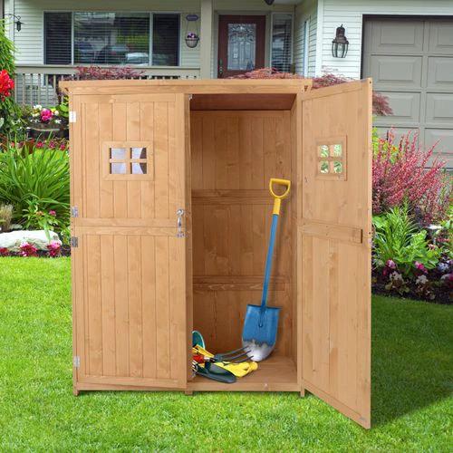 Outsunny Garden Shed W/Double Door, Pine Wood, 127.5Lx50Wx164H cm - Uncategorized Garden Shed