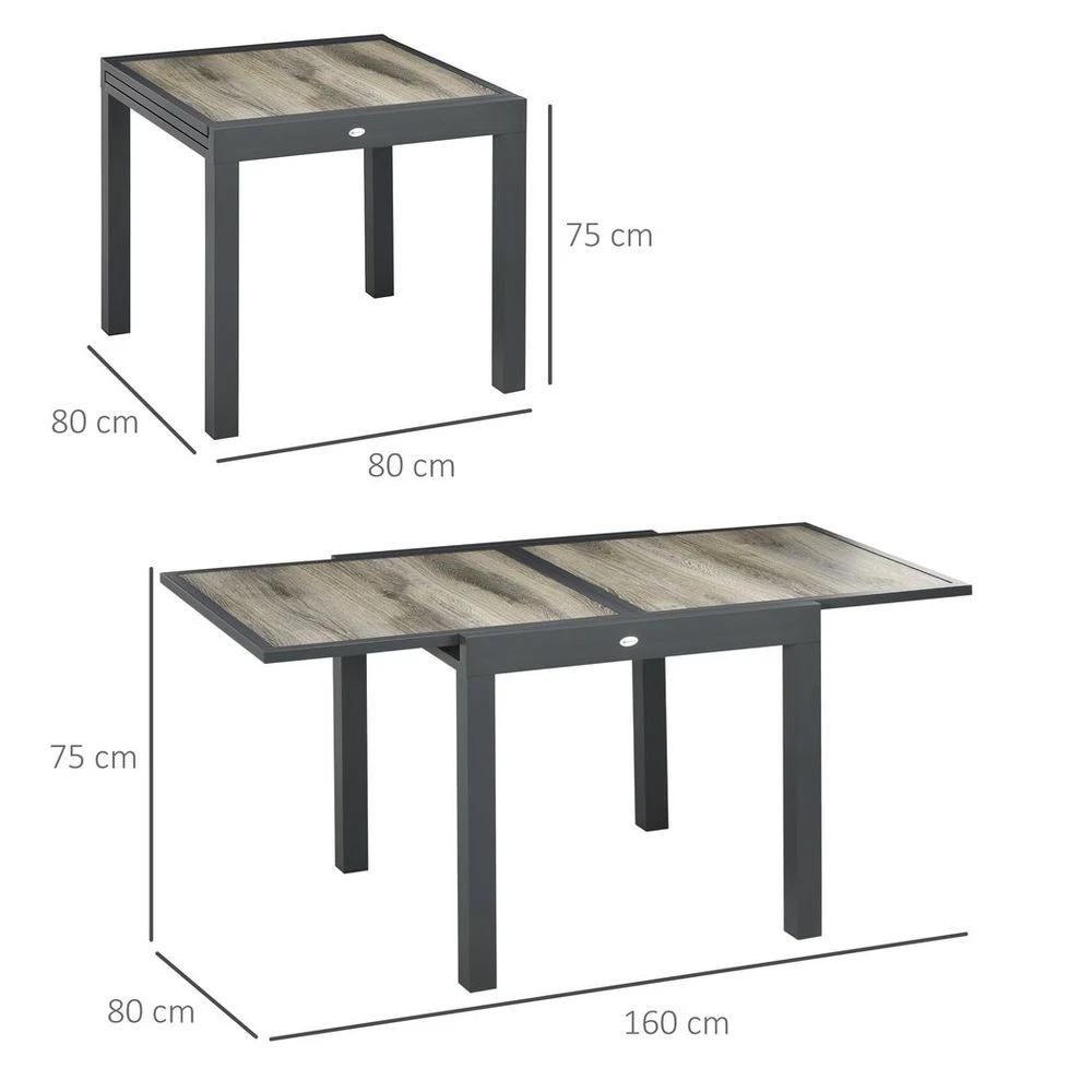 Outsunny Extendable Outdoor Dining Table, Aluminium Rectangular Patio Table by Outsunny