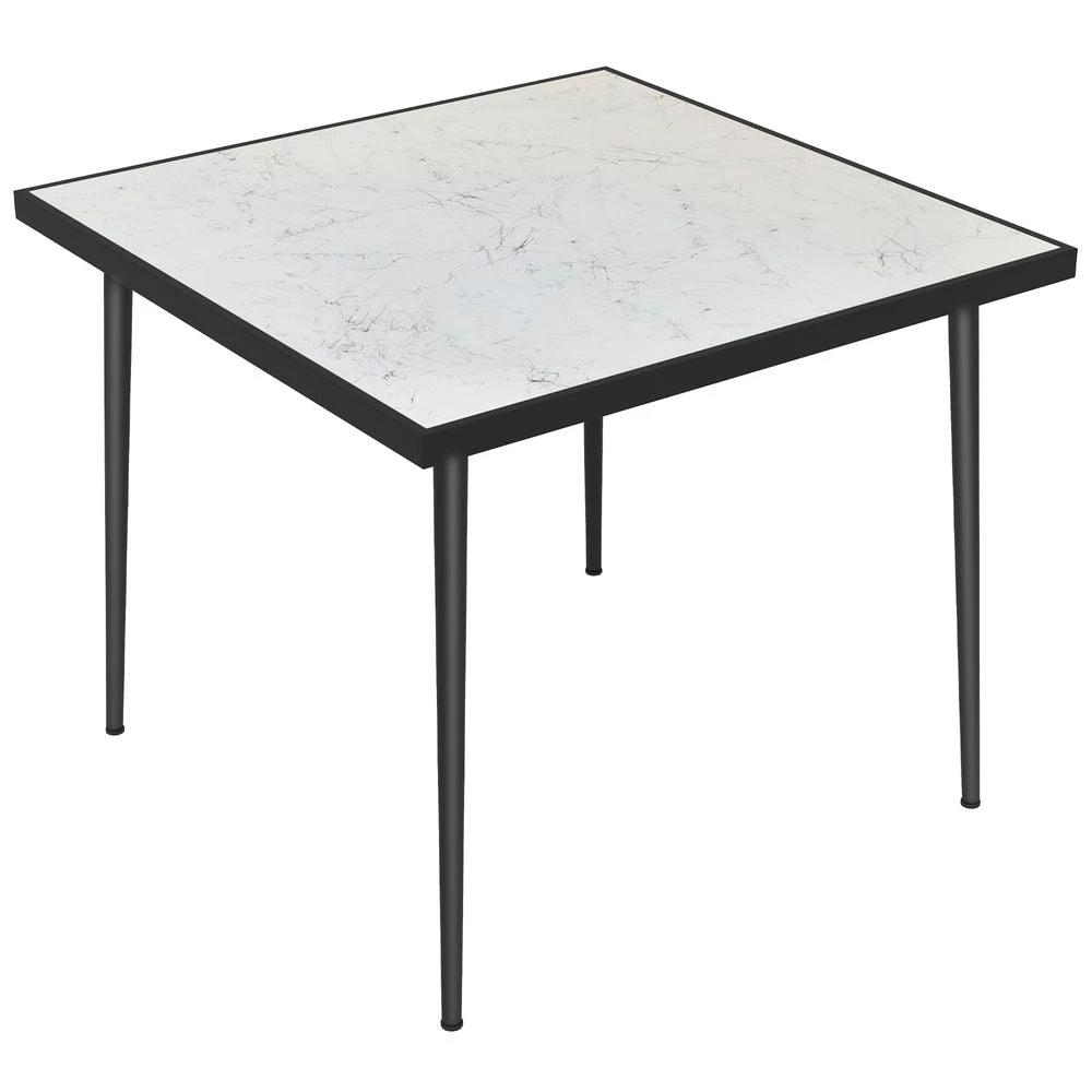 Outsunny Outsunny Outdoor Dining Table for 4 with Marble Effect Tempered Glass Top White - Uncategorized Garden Table