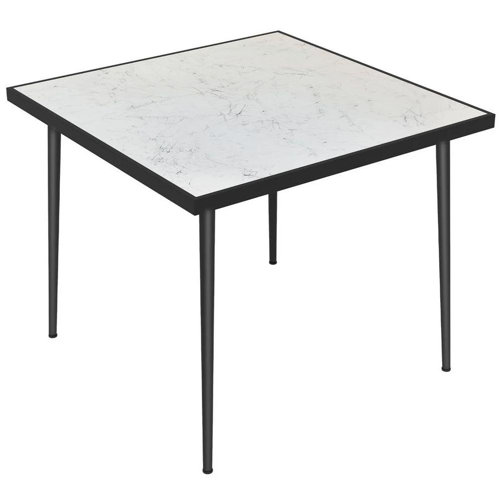 Outsunny Outsunny Outdoor Dining Table for 4 with Marble Effect Tempered Glass Top White - Uncategorized Garden Table