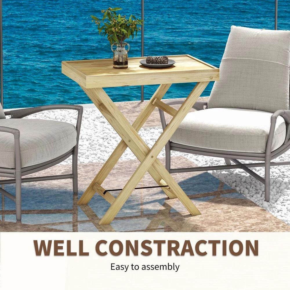 Outsunny Outsunny Wooden Garden Table, Outdoor Side Table 68cmx44cmx75cm, Natural - Uncategorized Garden Table