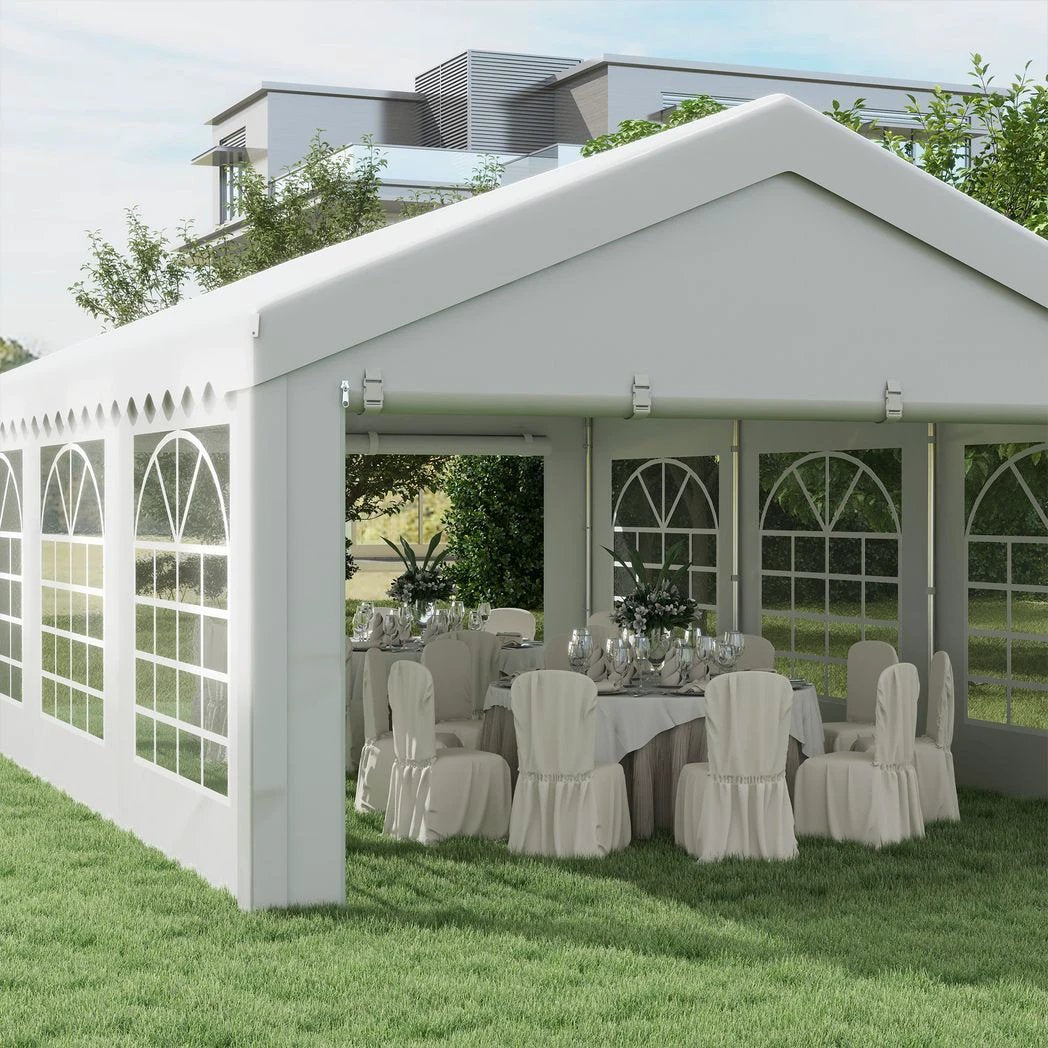Outsunny Gazebo Marquee Party Tent, Steel Frame-White - Gazebos