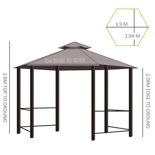 Hexagon Gazebo Patio Party Tent Outdoor Garden Shelter 2 Tier Roof & Side Panel by Outsunny