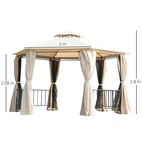Hexagon Gazebo Patio Party Tent Outdoor Garden Shelter 2 Tier Roof & Side Panel by Outsunny